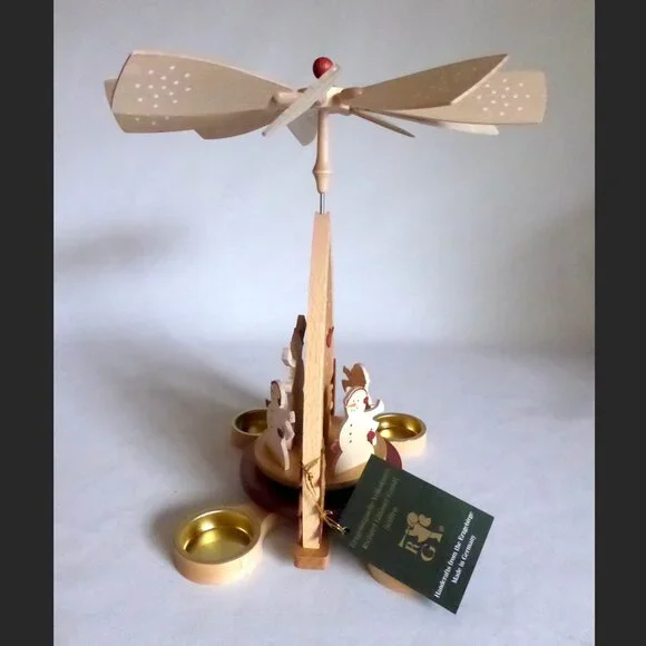 NEW 11” ERZGEBIRGISCHE VOLKSKUNST RICHARD GLASSER WOOD CHRISTMAS PYRAMID SNOWMAN - Picture 5 of 14